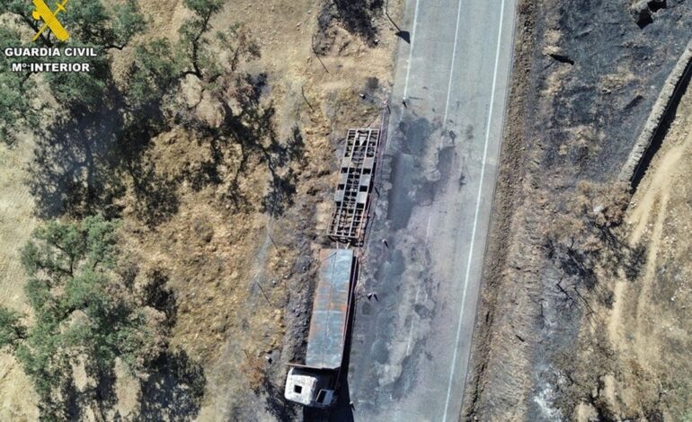 Las chispas de una rueda en llantas de un camión provocaron el incendio de Llerena que calcinó 5.900 hectáreas