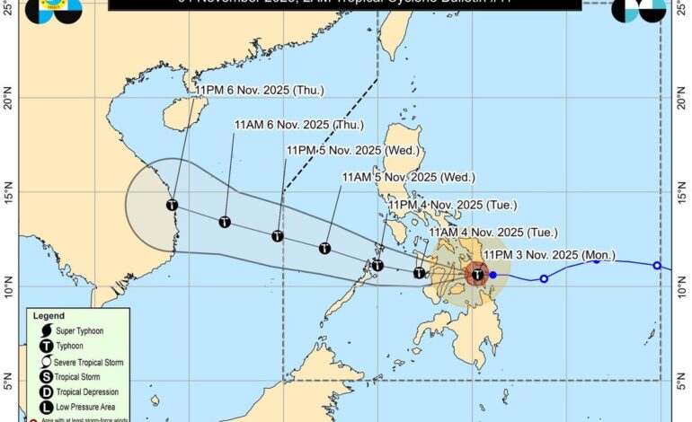 Miles de evacuados por el tifón ‘Tino’ en Filipnas