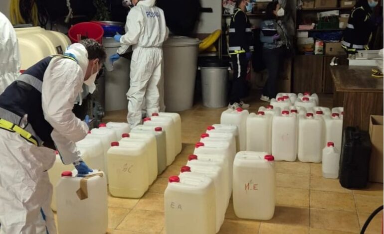 Desmantelado en Torredelcampo (Jaén) un laboratorio de extracción de cocaína a gran escala