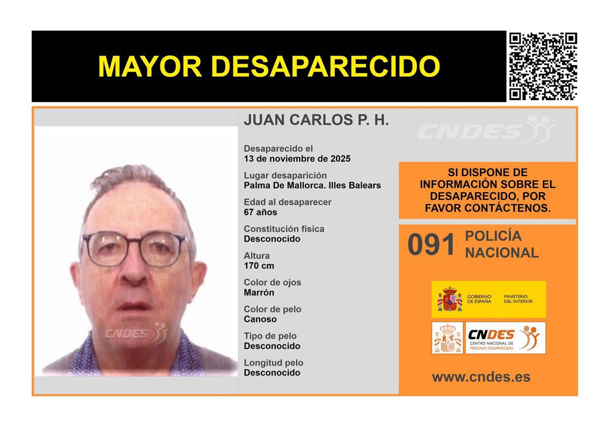 Buscan a un hombre de 67 años desaparecido en Palma desde el pasado jueves