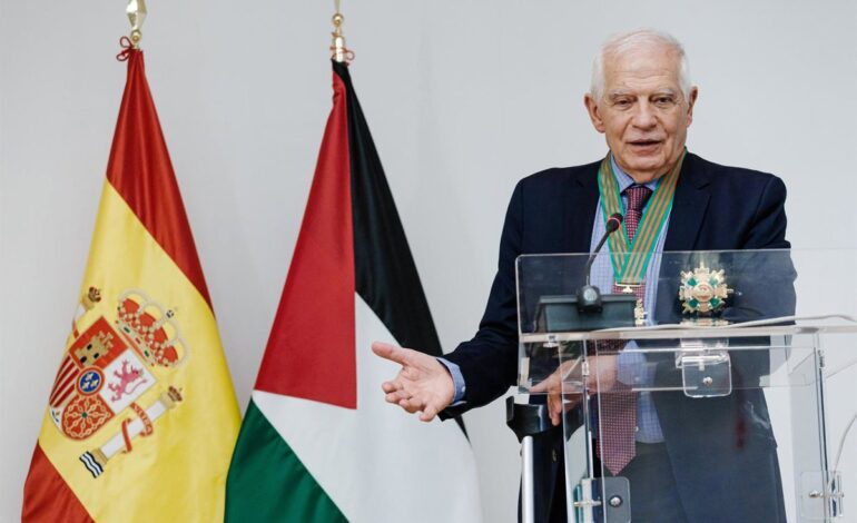 Borrell recibe la Gran Estrella de la Orden de Jerusalén por sus esfuerzos en apoyo al pueblo de Palestina