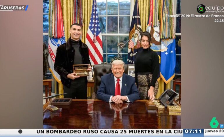 El vídeo del encuentro de Donald Trump con Cristiano Ronaldo y Georgina Rodríguez