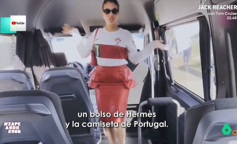 El ‘look’ de Georgina Rodríguez para ver jugar al hijo de Cristiano: «Es lo contrario que las videollamadas de trabajo»