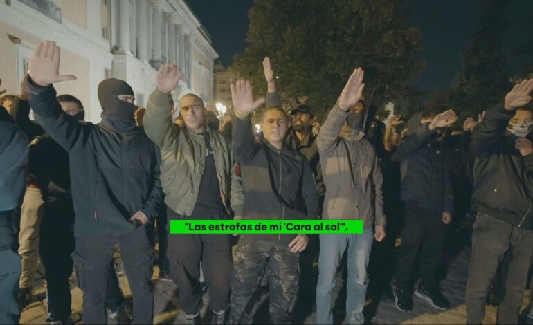 el batiburrillo de gritos franquistas y nazis en la manifestación de Núcleo Nacional