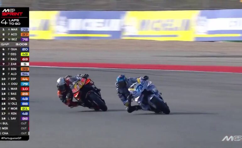 ¡Al más absoluto límite! La tremenda pelea entre Álex Márquez y Acosta en la ‘sprint’ de Portimao