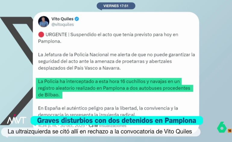 Las mentiras de Vito Quiles sobre su fracasado acto en la Universidad de Navarra que obligan a suspender su gira