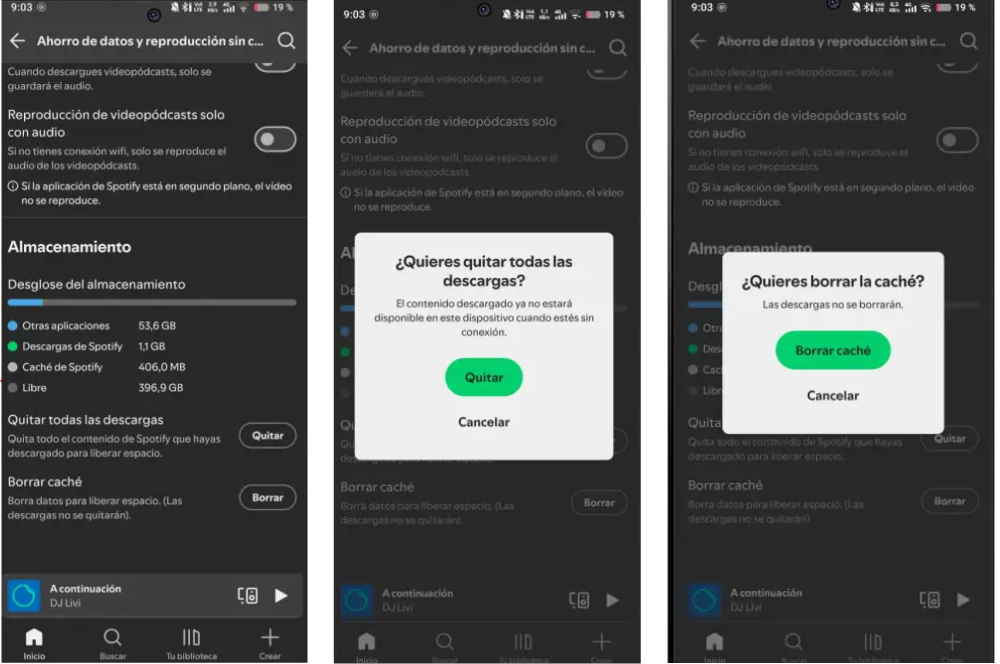 Pasos para eliminar descargas de Spotify