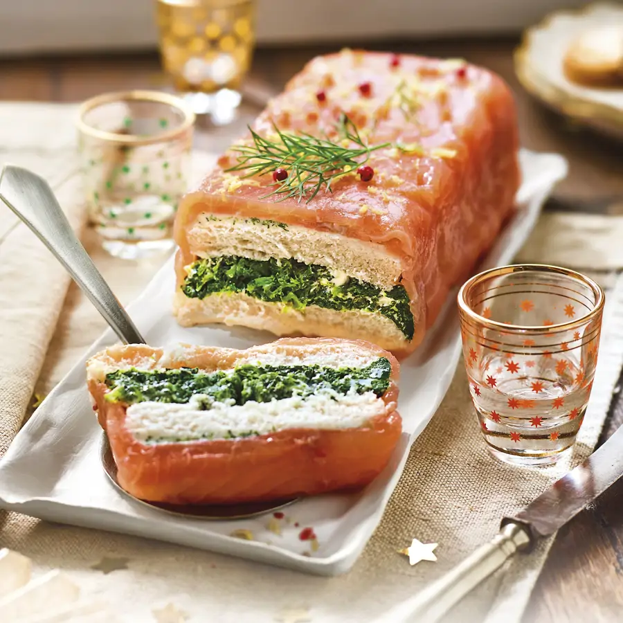 tarta de salmón ahumado y espinacas