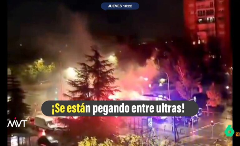 Patadas, bengalas y disparos al aire en una batalla campal entre ultras que desata la tensión en Vallecas