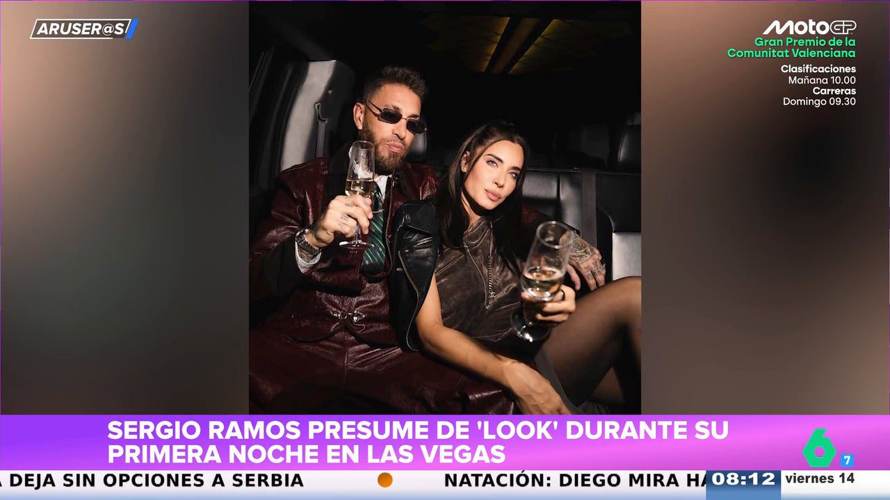 El look viral de Sergio Ramos y Pilar Rubio en Las Vegas antes de los Grammy, en vídeo