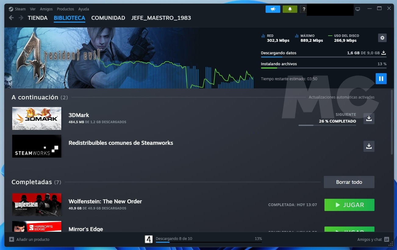 steam velocidad de conexión