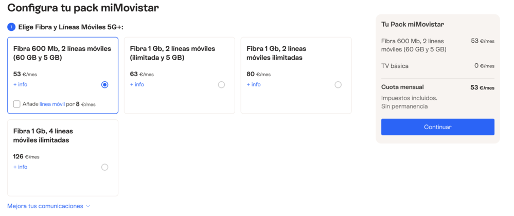 Todas las tarifas ofrecidas por Movistar