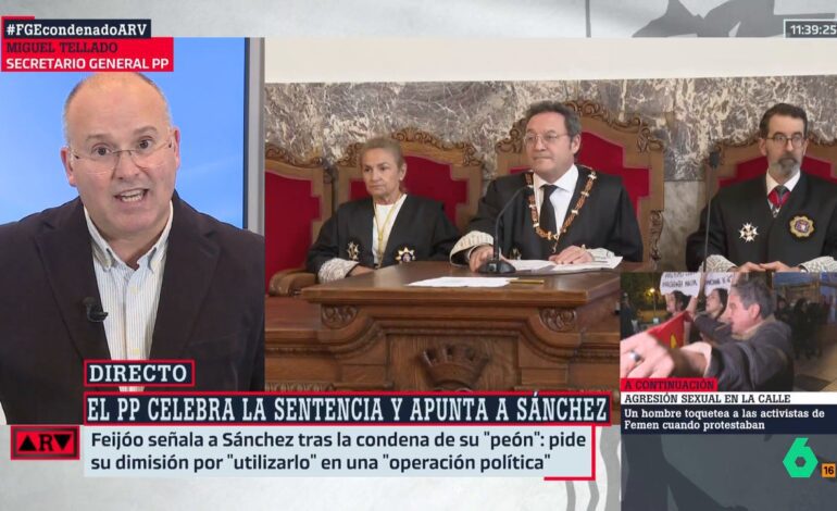 Tellado llama "delincuente" a García Ortiz y señala a Sánchez como "responsable político" de la filtración: "Están en un grave problema"