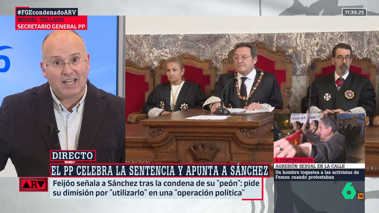 Tellado llama "delincuente" a García Ortiz y señala a Sánchez como "responsable político" de la filtración: "Están en un grave problema"