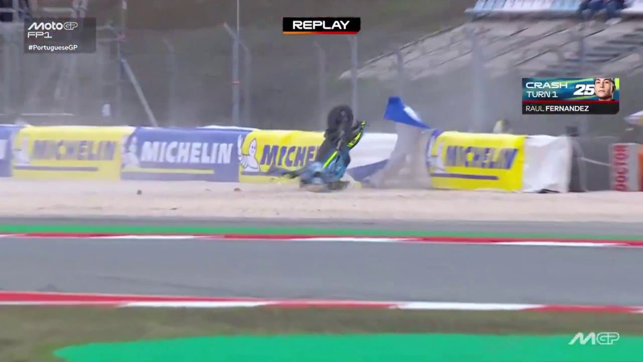 La terrible caída de Raúl Fernandez en el Gran Premio de Portugal