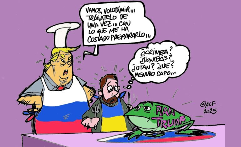 El plan de 28 puntos de Trump para buscar el fin de la guerra en Ucrania, en la viñeta gráfica de Alfredo Boto