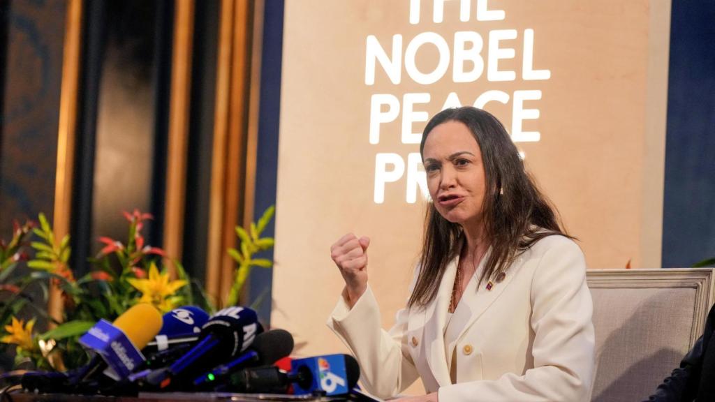 La líder opositora de Venezuela María Corina Machado en una rueda de prensa el pasado 11 de diciembre en Oslo tras recibir el Nobel de la paz.