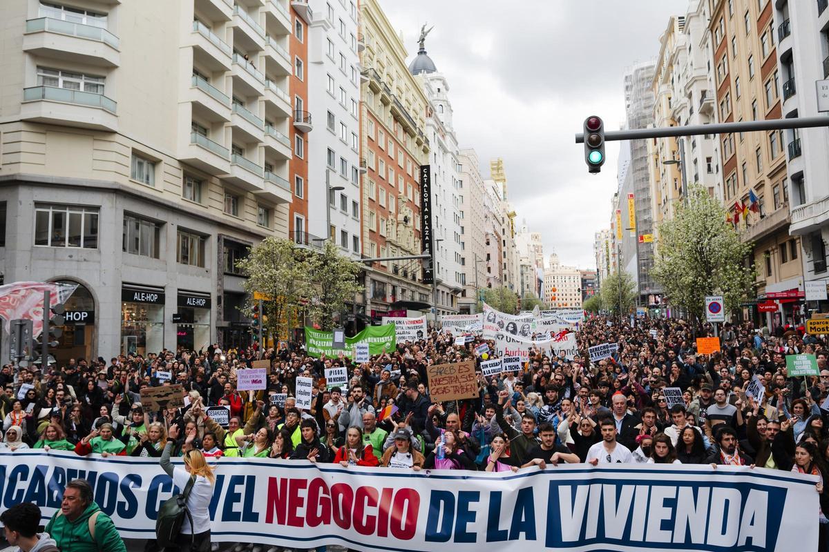 Imagen de archivo de la manifestación por la vivienda del 5 de abril en Madrid