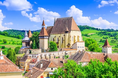 La ciudad de Biertan con su iglesia fortificada.