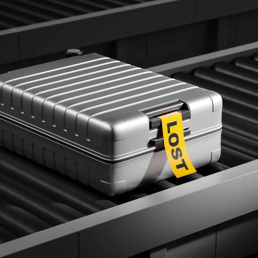 Maleta perdida en la cinta transportadora del aeropuerto