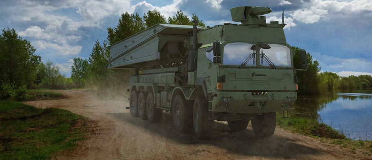 Vehículo de lanzamiento de puente sobre ruedas de RMMV.