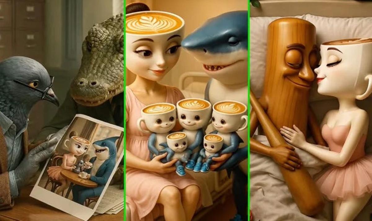 Grotescos personajes generados con IA que pertenecen al fenómeno 'Italian Brainrot'