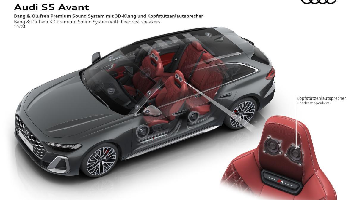 Audi S5 Avant con altavoces en los reposacabezas