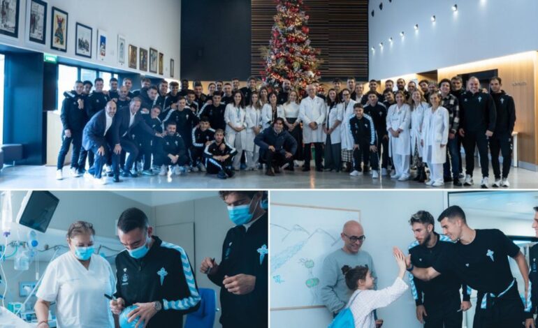 La plantilla del Celta visita a los niños hospitalizados