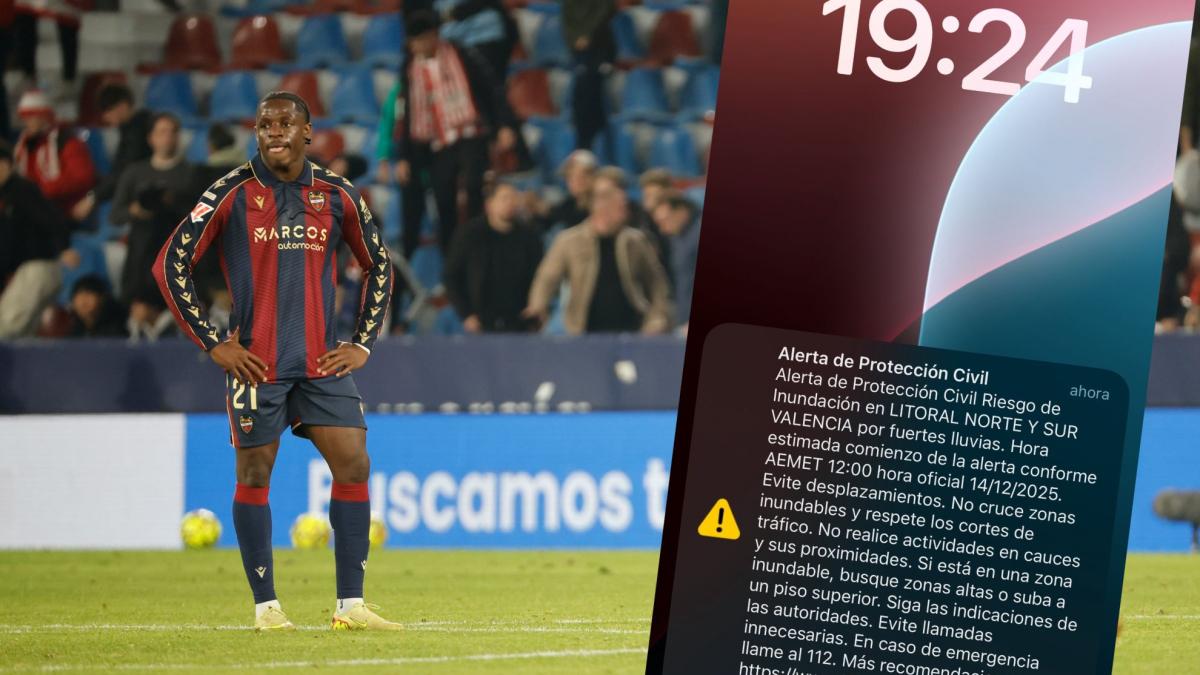 Peligra el Levante- Villarreal por alerta roja en la provincia de Valencia
