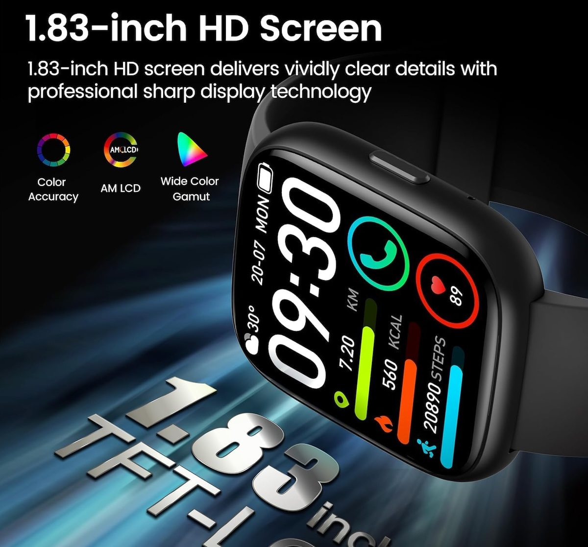 Se ilustran las funciones de monitoreo de salud del reloj Cillso, incluidos íconos de corazón, sueño y oxígeno en sangre.