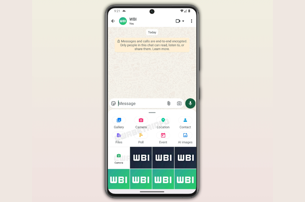 Acceso rápido a la cámara de la galería de WhatsApp
