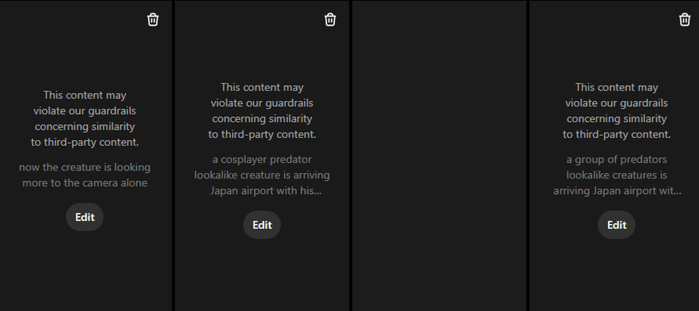 Error de detección de similitud en Sora