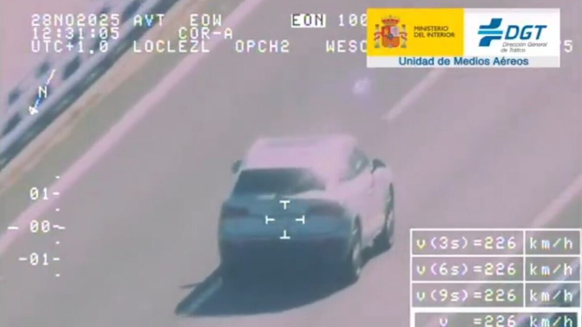 A 230 km/h en una zona limitada a 80: el helicóptero de la DGT caza a un conductor conduciendo de manera temeraria