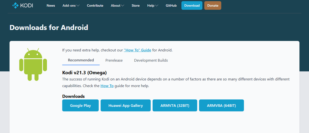 Actualización de Kodi 21.3 Omega en Android