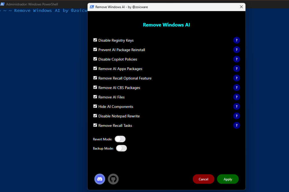 Script para eliminar Windows AI en Windows 11