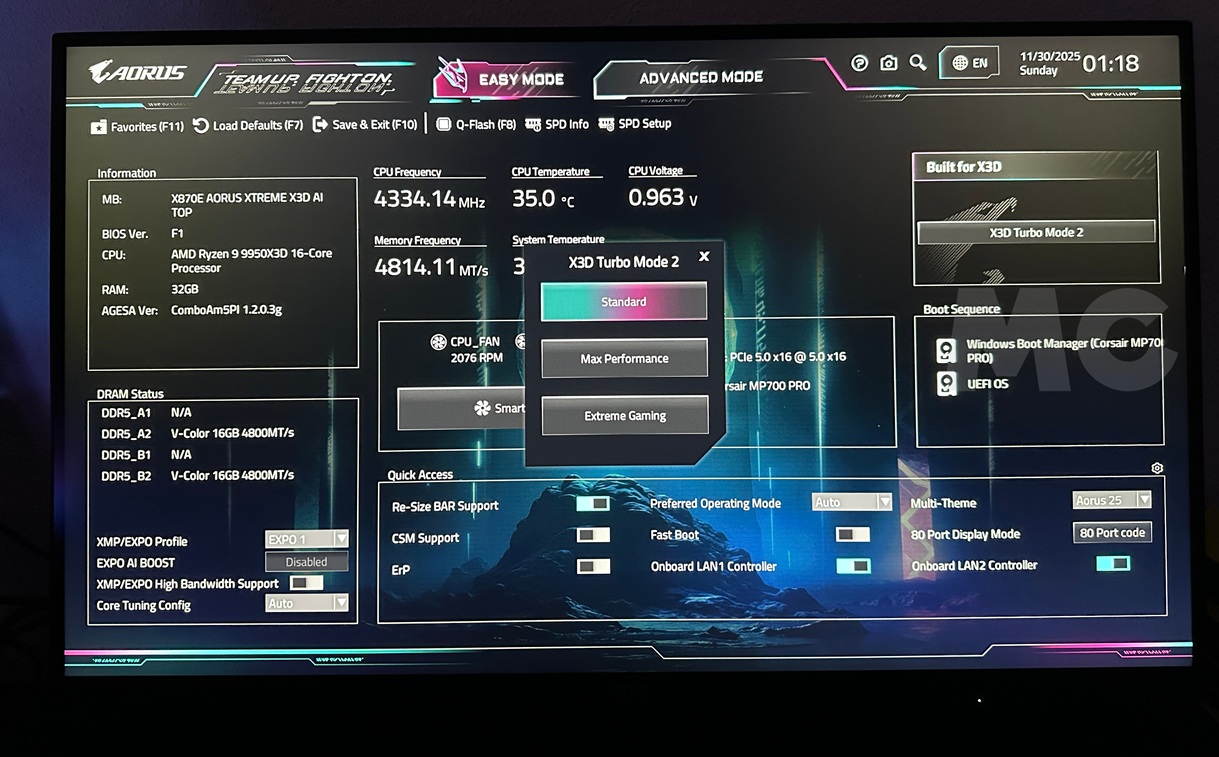 X870E AORUS XTREME X3D AI TOP