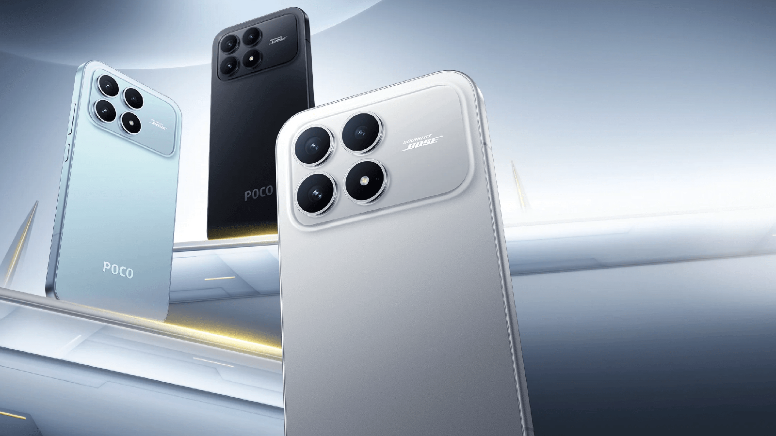 Smartphone negro Xiaomi POCO F8 Pro visto desde atrás