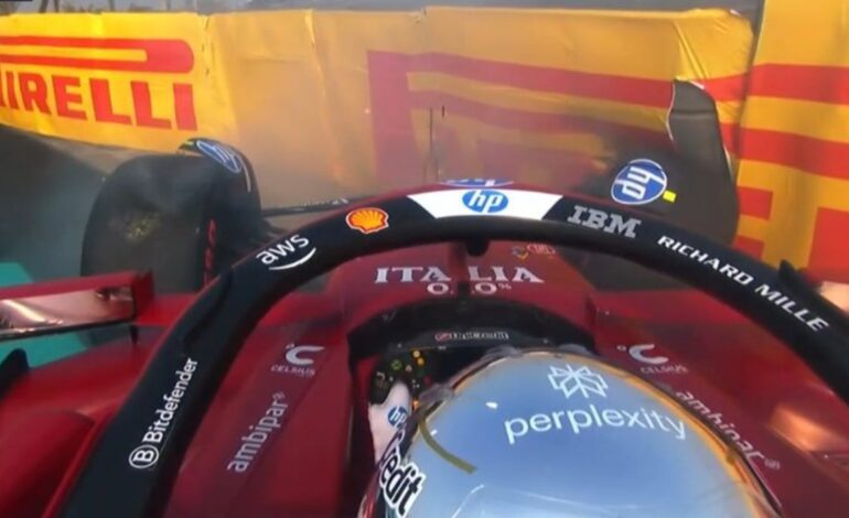 Así fue el accidente de Lewis Hamilton para cerrar su primer año con Ferrari