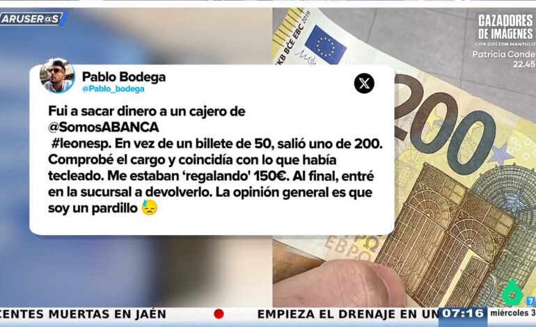 Un cajero le da 200 euros al sacar 50 y las redes le llaman «pardillo» por devolverlos