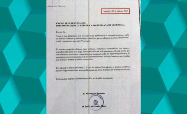 Ábalos envió a Aldama a entregar una carta a Juan Guaidó en la que le ofrecía «el apoyo de las empresas públicas españolas»