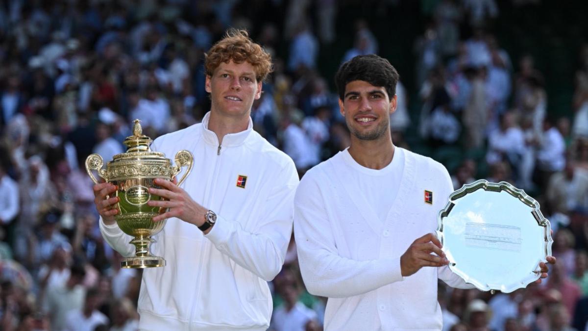 Jannik Sinner y Carlos Alcaraz en Wimbledon 2025