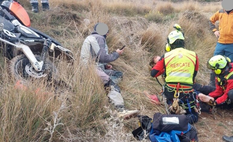 Evacuado en helicóptero un motorista tras sufrir una caída en en un paraje cercano a Añavieja (Soria)