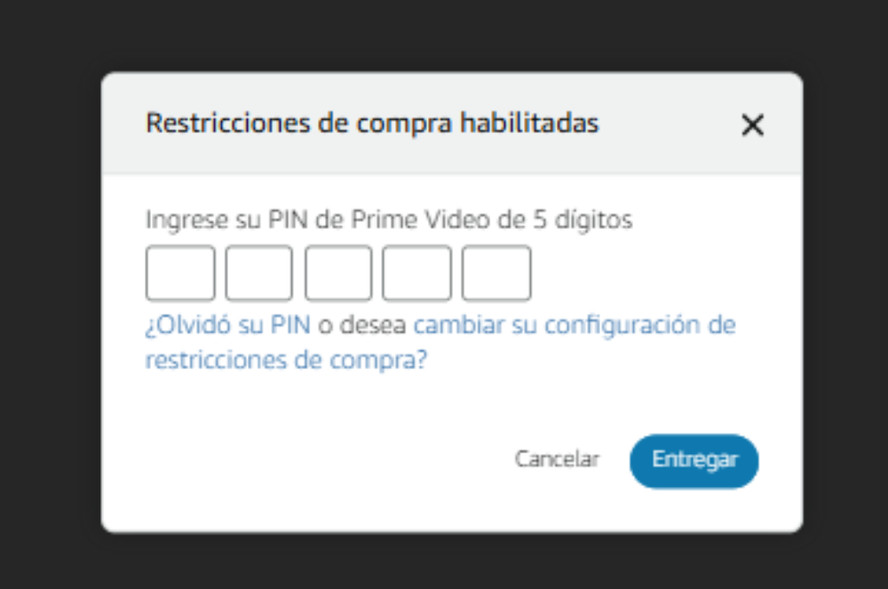 Límites de compra de Pin Prime Video