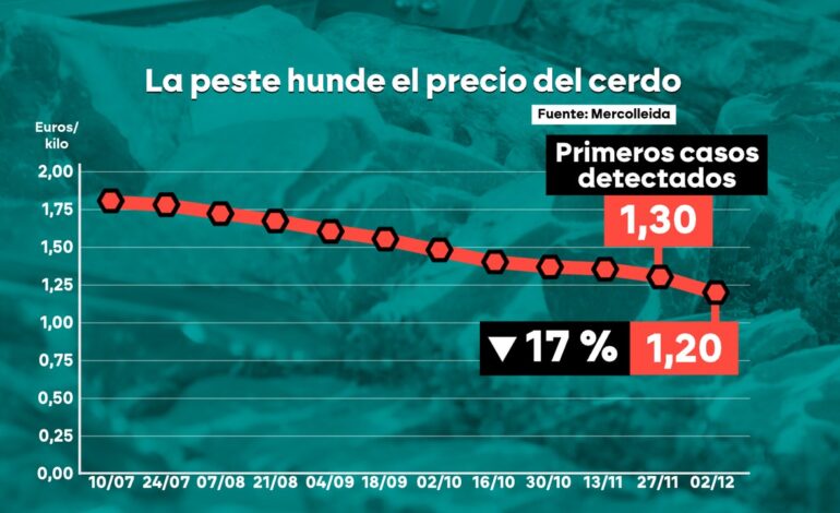 baja un 17% en 24 horas tras la detección de la peste porcina