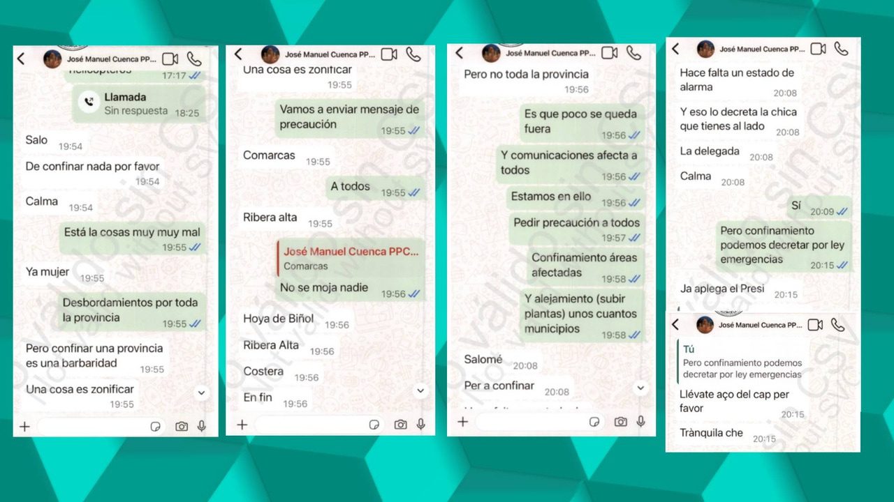 La respuesta del jefe de Gabinete de Mazón al decirle Pradas que quería confinar las ciudades afectadas el día de la DANA: "Tranquila che. De confinar, nada"