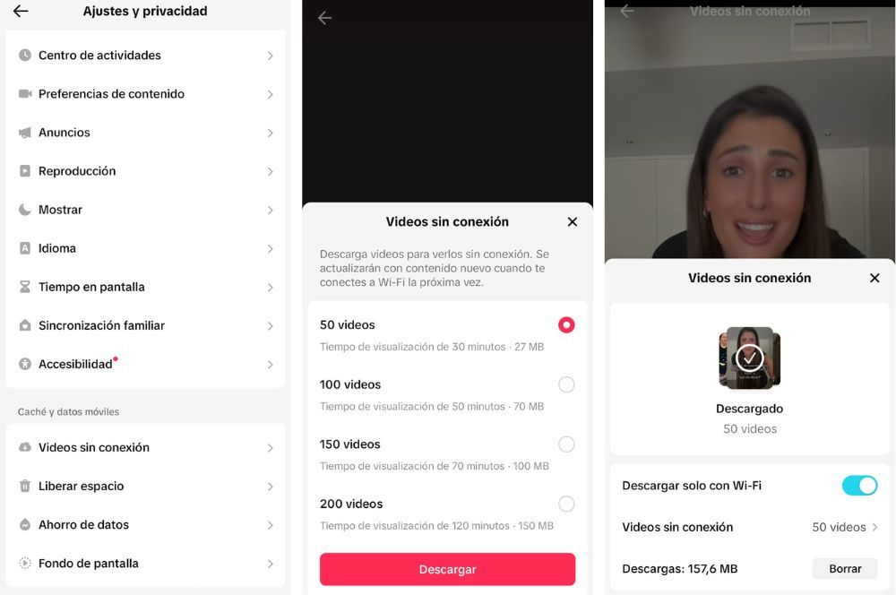 Vídeos de TikTok sin conexión