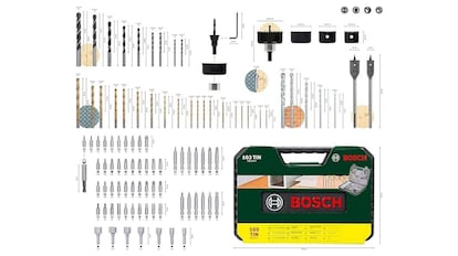 Esta caja de herramientas Bosch incluye 103 piezas.