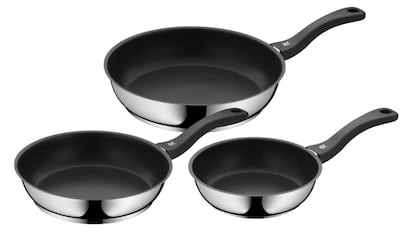 Vista del juego de sartenes con descuento en Amazon.