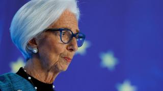 La presidenta del BCE, Christine Lagarde, durante la rueda de prensa de este jueves en Frankfurt