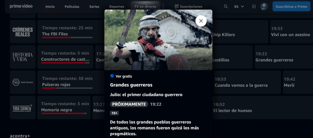 Canal Historia y Vida en Prime Video